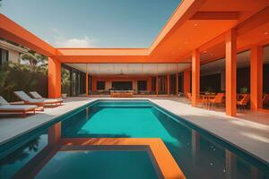 Swimming pool in a modern villa, ai generative photo
