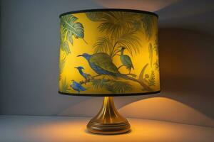 a decorative and colorful lamp on a solid color background. ai generative photo