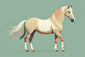 marrón y blanco caballo de pie. vector ilustración. ai generativo foto