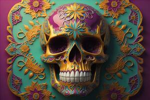 Day of the Dead sugar skull. Mexican sugar skull. ai generative photo