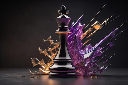 Different chess piece on a solid color background. ai generative photo