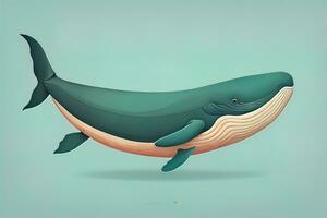 Blue whale isolated on a solid clor background. ai generative photo