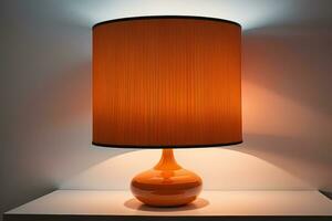 decorative table lamp on solid color background. ai generative photo