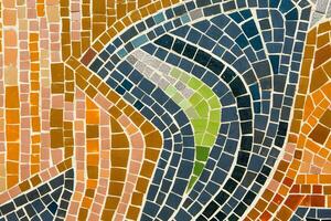 Colorful ceramic mosaic on the walls of the building. Abstract background and texture for design. photo