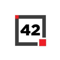 42 number with square icon. 42 dot monogram. vector