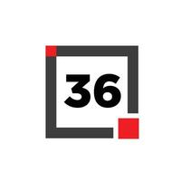 36 number with square icon. 36 dot monogram. vector