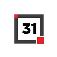 31 number with square icon. 31 dot monogram. vector