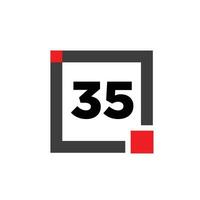 35 number with square icon. 35 dot monogram. vector