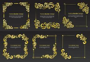 Vector golden frame border design set