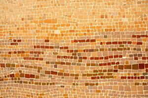 Colorful ceramic mosaic on the walls of the building. Abstract background and texture for design. photo