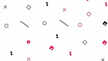 Magenta red and black random abstract shapes pop style Minimal white background video