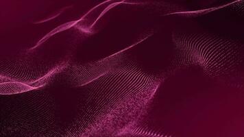 Magenta red color digital particle wave in cyberspace abstract background ,cyber background or technology background video