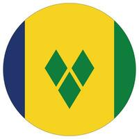 Flag of Saint Vincent and the Grenadines circle shape. Saint Vincent and the Grenadines flag round vector