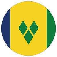 Flag of Saint Vincent and the Grenadines circle shape. Saint Vincent and the Grenadines flag round vector