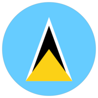 Saint Lucia flag circle shape. Flag of Saint Lucia round shape png