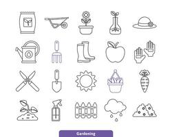 Outline Gardening and Flower Icon Set. Minimal Agriculture Elements Collection for Project or Web Design. Vector EPS