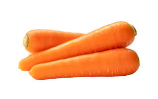 Fresh orange carrots in stack isolated with clipping path in png file format Close up of healthy vegetable root