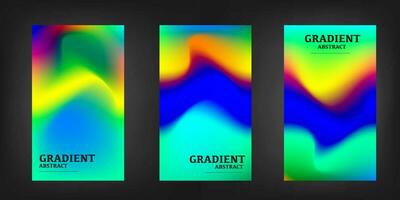 Set of covers design templates with vibrant gradient background. Trendy modern design. Applicable for placards, banners, flyers, presentations, covers and reports. Vector illustration. Eps10
