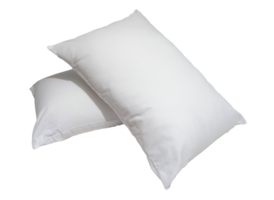 White pillows in stack in hotel or resort room isolated with clipping path in png file format Concept of comfortable and happy sleep in daily life