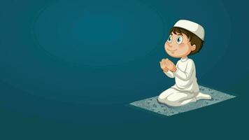 Praying muslim kid animation with colorful background video