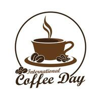 símbolo internacional café día, con café y tazas en círculos adecuado para logotipos, carteles, saludo tarjetas, promociones vector