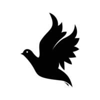 Silhouette flying dove on white background vector