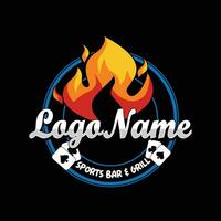 Deportes bar y parrilla logo vector