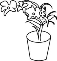 sketch of orchid flower vector