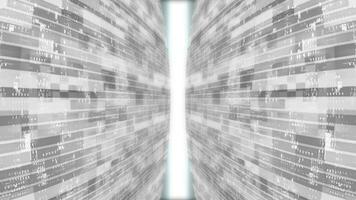 3D White striped box pattern moving technology 3d cyberspace with light rays video