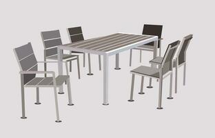 many Chairs and Table with white background. vector