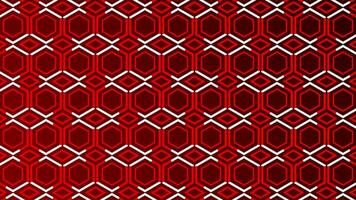 White lines moving over hexagonal pattern red color background video