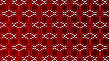 White lines moving over hexagonal pattern red color background video