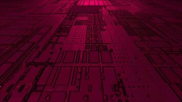 Magenta red computer chipset pattern 3d futuristic technology background video