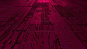 Magenta red computer chipset pattern 3d futuristic technology background video