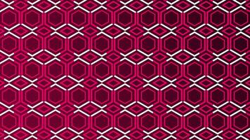 White lines moving over hexagonal pattern Magenta red color background video