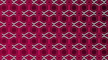 White lines moving over hexagonal pattern Magenta red color background video