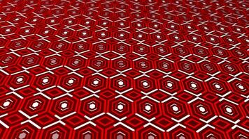 3d White lines moving over hexagonal pattern red color background video