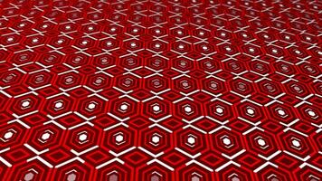 3d branco linhas comovente sobre hexagonal padronizar vermelho cor fundo video