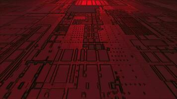 Red computer chipset pattern 3d futuristic technology background video