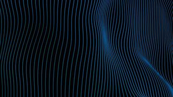 3d Koninklijk blauw kleur langzaam beweging golvend strip lijnen Aan zwart achtergrond video