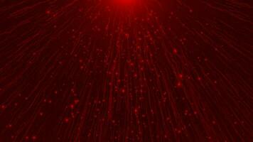 Red meteor shower wavy particles falling with sparkling particles , particles background video