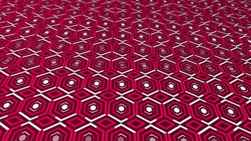 3d White lines moving over hexagonal pattern Magenta red color background video