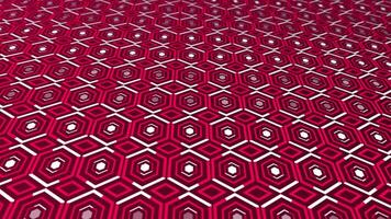 3d White lines moving over hexagonal pattern Magenta red color background video