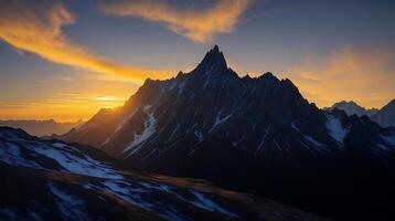 Beautiful sunset in the mountains. Panorama of the mountains photo
