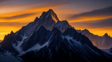Beautiful sunset in the mountains. Panorama of the mountains photo