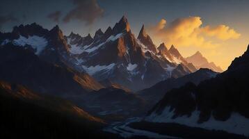 Beautiful sunset in the mountains. Panorama of the mountains photo