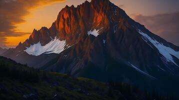 Beautiful sunset in the mountains. Panorama of the mountains photo