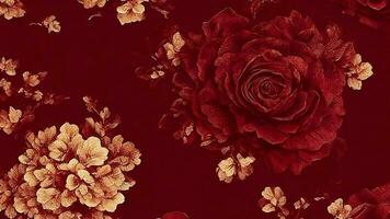 Beautiful red background with red flowers. Decoration for wallpaper  desktop  poster  cover booklet. Print for clothes  t-shirt. AI Generative photo