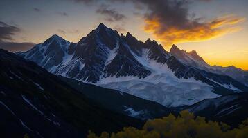 Beautiful Sunset in the mountains. Panorama of the Caucasus Mountains. photo