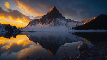 Beautiful Sunset in the mountains. Panorama of the Caucasus Mountains. photo